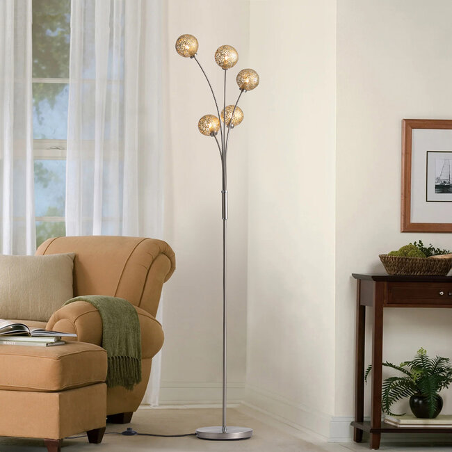 Modern floor lamp gold, 5-light - Claire