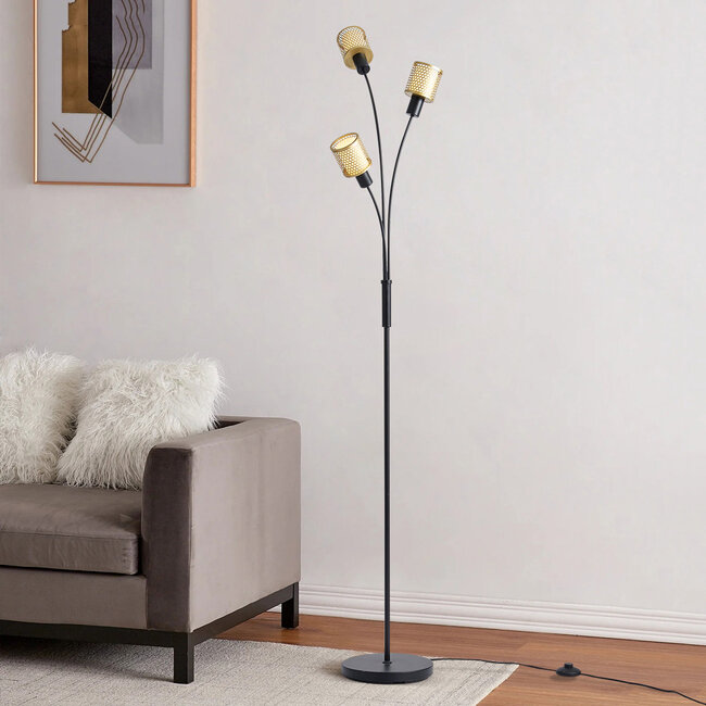 Minimalist floor lamp, 3-bulb - Guld