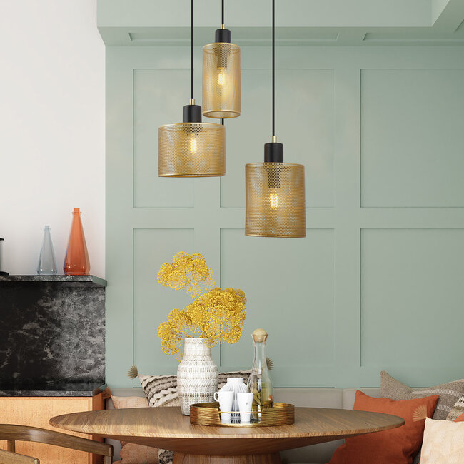 Pendant lamp Avery in black and gold