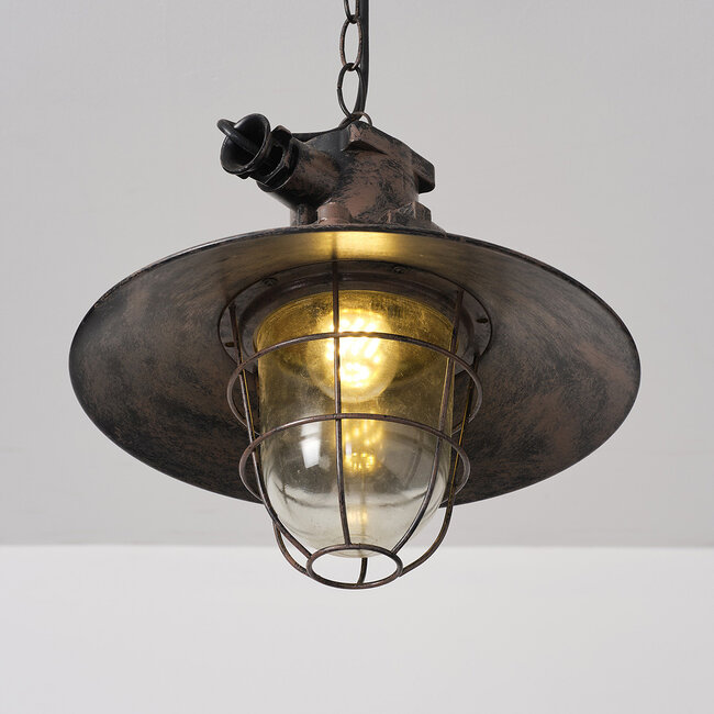 Industrial pendant lamp Fender in openwork black