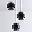 3-light pendant light Fynna - smoked glass and black tiered