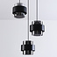 Smoked glass pendant light Fynna black, 3-bulb