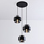 3-light pendant light Fynna - smoked glass and black tiered