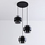 Smoked glass pendant light Fynna black, 3-bulb