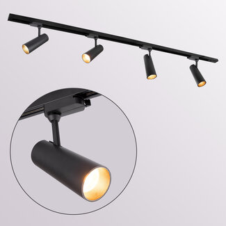 Modern 1.5 metre single-phase track lighting system with Jazz spotlights - ceiling lights