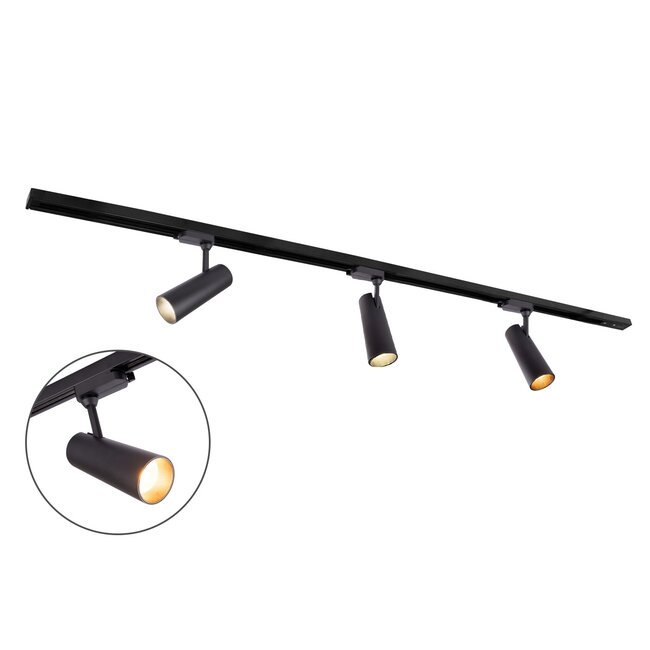 Modern 1.5 metre single-phase track lighting system with Jazz spotlights - ceiling lights