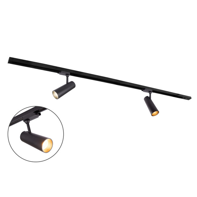Modern 1-phase track lighting system 1.5 metres with black track lights - Jazz