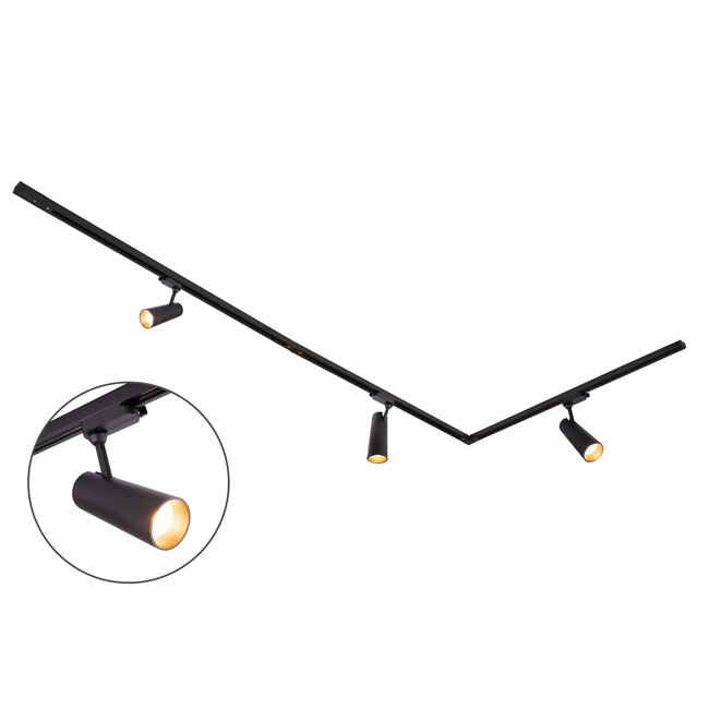 Modern 3-metre single-phase track lighting system with Juliette spotlights - ceiling lights