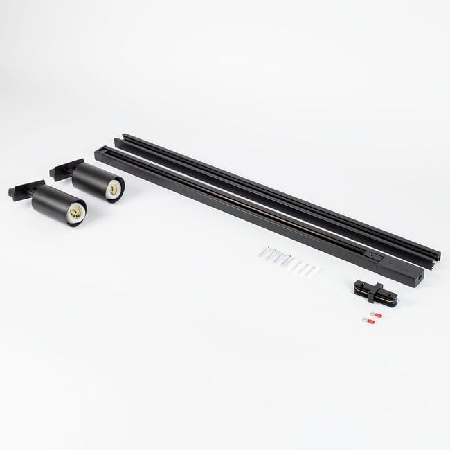 Modern 1-phase track lighting system 1.5 metres with Jill track lights - black