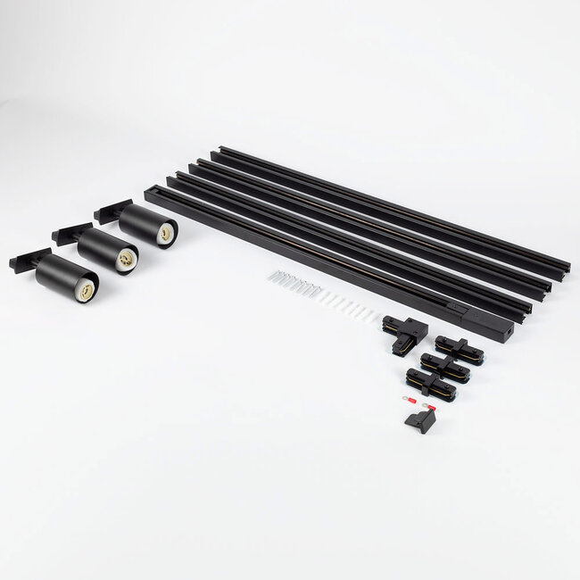 Modern 1-phase track lighting system 3 metres with Jill track lights - black