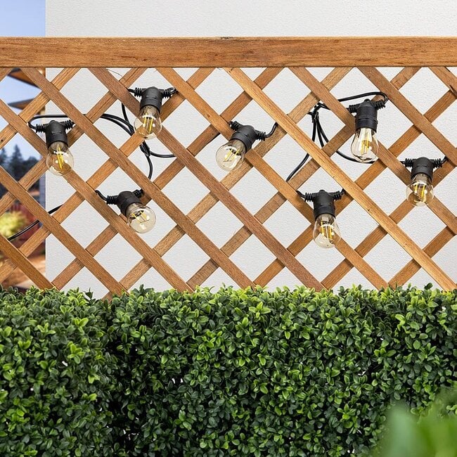 Solar string lights 50 metres with 50 or 60 double filament lights and 30W Solar panel