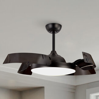 Black ceiling fan with integrated light source - Ventu