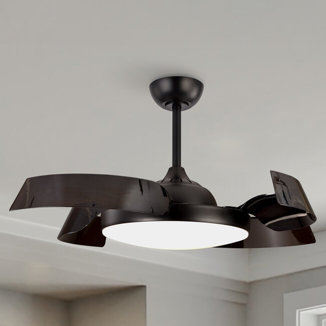 Dimmable black ceiling light with fan - Ventu