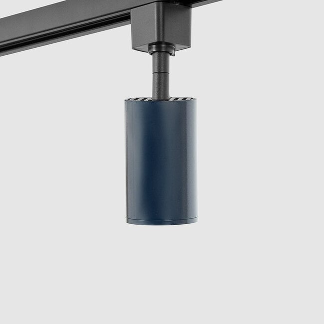 1-phase track system set 1.5 metres with Romain spotlights in cobalt blue