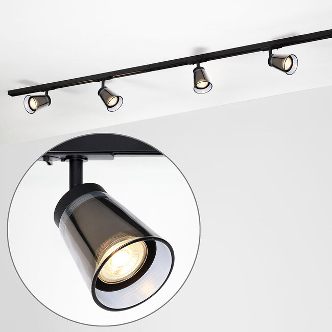 Contemporary 1-phase track lighting system 1.5 metres track lights - Jula black