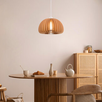 Round wooden pendant lamp Ikoma