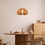 Round wooden pendant light Ikoma - open shade with curved slats
