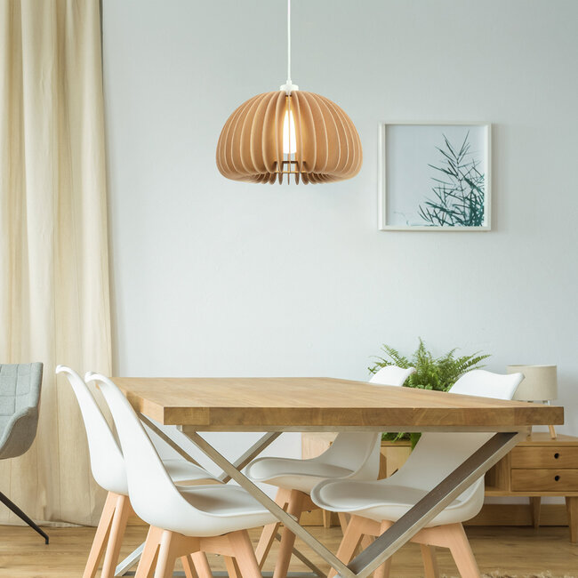 Round wood pendant lamp Ikoma