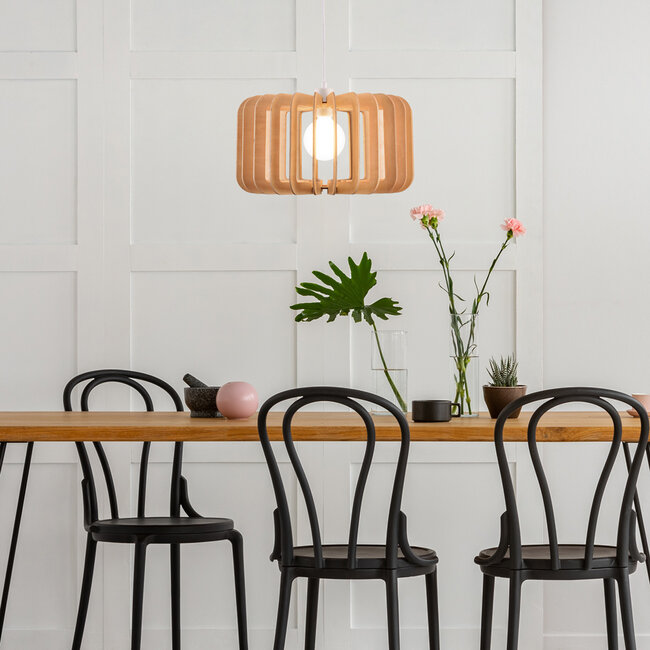 Wooden pendant light Inzai - round