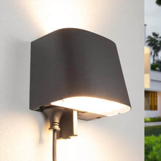 Dimmable outdoor wall light Ares with power sockets - integrated LED
