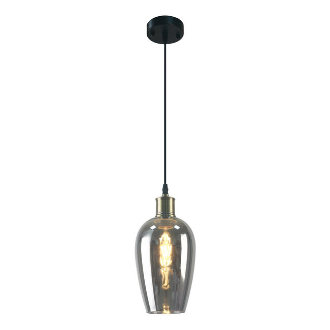 1-light pendant light Verona - elongated smoked glass with mirror effect