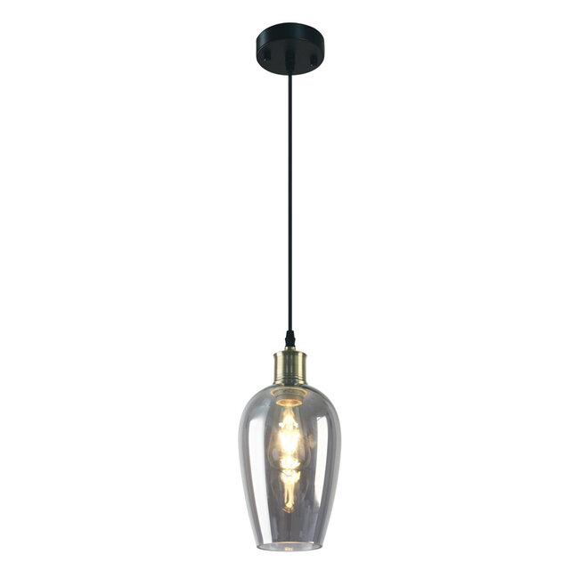1-light pendant light Verona - elongated smoked glass with mirror effect