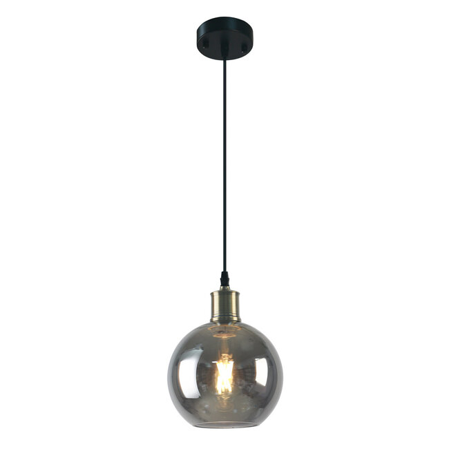 1-light pendant light Verona - elongated smoked glass with mirror effect