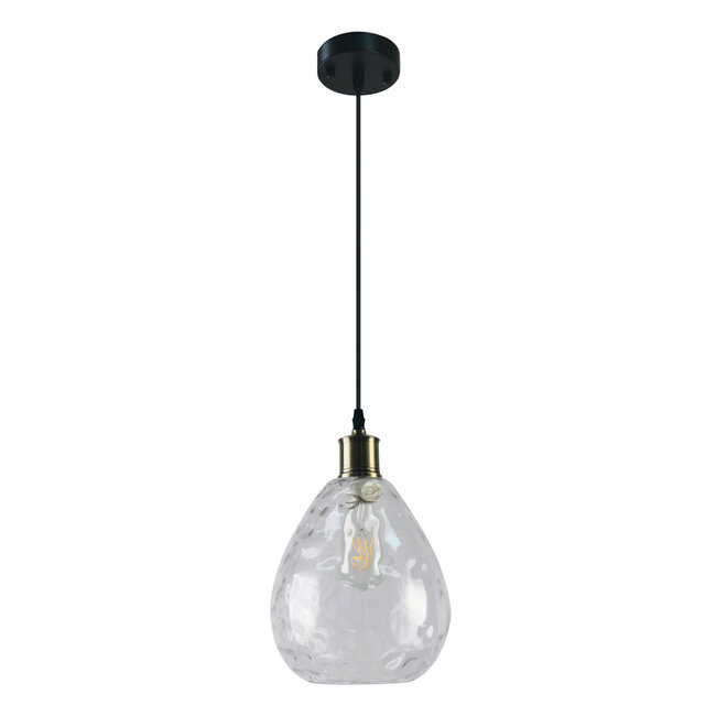 1-light pendant lamp Verona transparent - elongated glass bulge