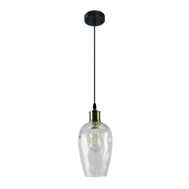 1-light pendant lamp Verona transparent - elongated glass bulge