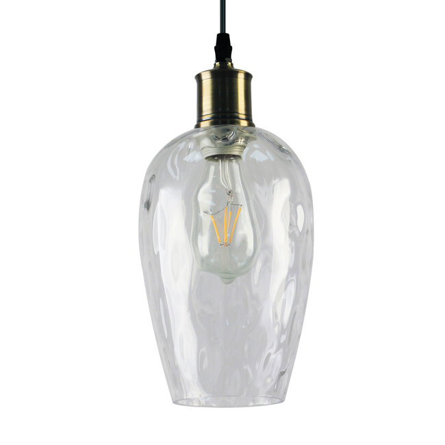 1-light pendant lamp Verona transparent - elongated glass bulge