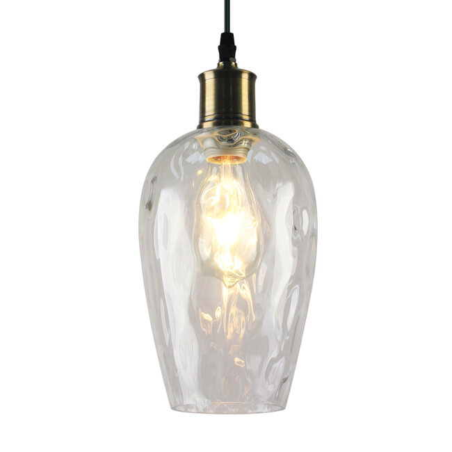 1-light pendant lamp Verona transparent - elongated glass bulge