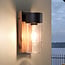 Stainless steel outdoor wall light Javi with wood effect