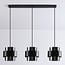 3-light pendant light Faey - smoked glass and black elongated