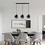 3-light pendant light Faey - smoked glass and black elongated