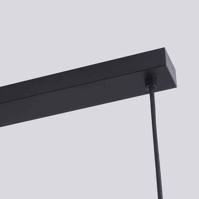 3-light pendant light Faey - smoked glass and black elongated