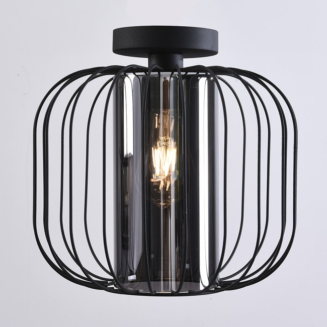 ceiling light Dide - smoked glass with metal slats