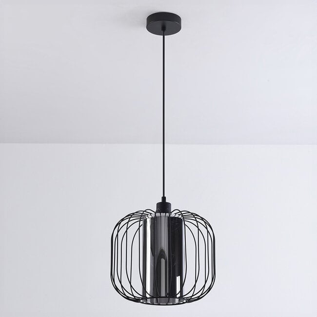 pendant light Dila - smoked glass with metal slats