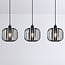 3-light pendant light Dilan - smoked glass with metal slats