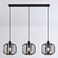 3-light pendant light Dilan - smoked glass with metal slats