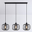 Pendant light Dilan black with smoked glass, 3-bulb