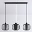 3-light pendant light Dilan - smoked glass with metal slats