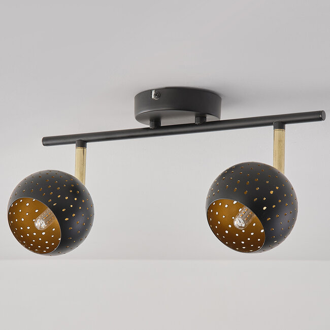 Modern ceiling spotlight matt black, 2-lights - Edith