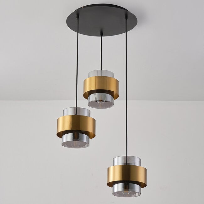 3-light pendant light Arany - black with bronze details
