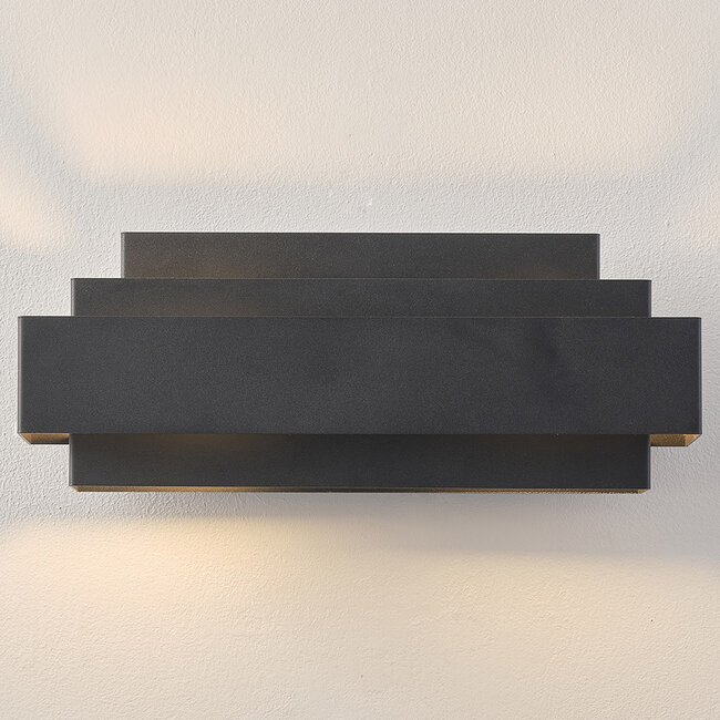 Modern wall light, matt black, 2-bulb - Kayu