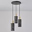 Minimalist pendant lamp with black shade, 3-light - Valji