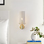 Gold wall light, perforated shade, white - Malha