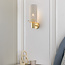 Gold wall light, perforated shade, white - Malha