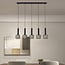 5-light pendant light Fosco - matte black with honeycomb design