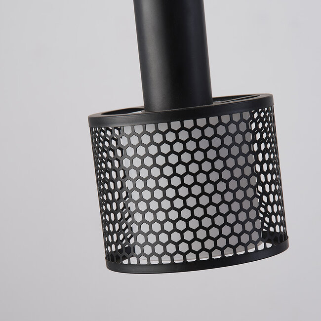 5-light pendant light Fosco - matte black with honeycomb design