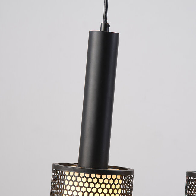 5-light pendant light Fosco - matte black with honeycomb design